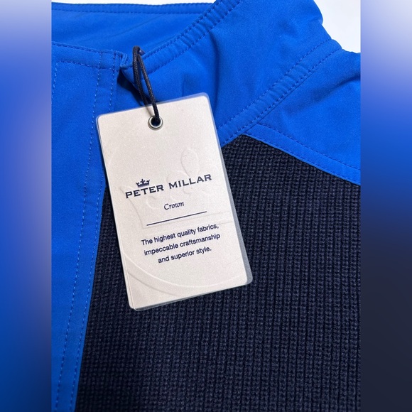 NWT Peter Millar Men Sweater M Cowes Navy Cotton Wool Rib Knit 1/4 Zip Pullover - Picture 8 of 13